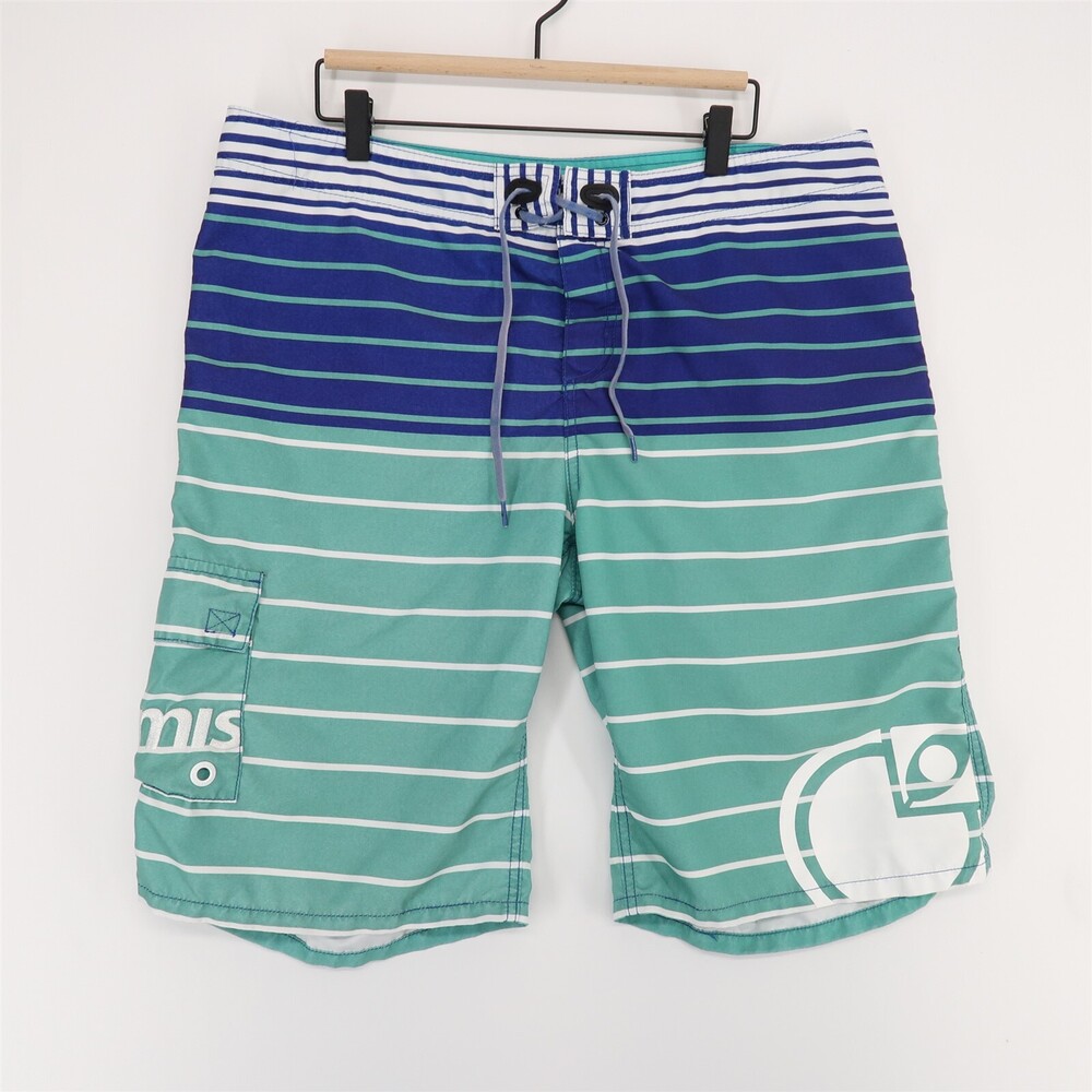 Nomis Board Shorts Mens 36 Blue Striped Lace Up